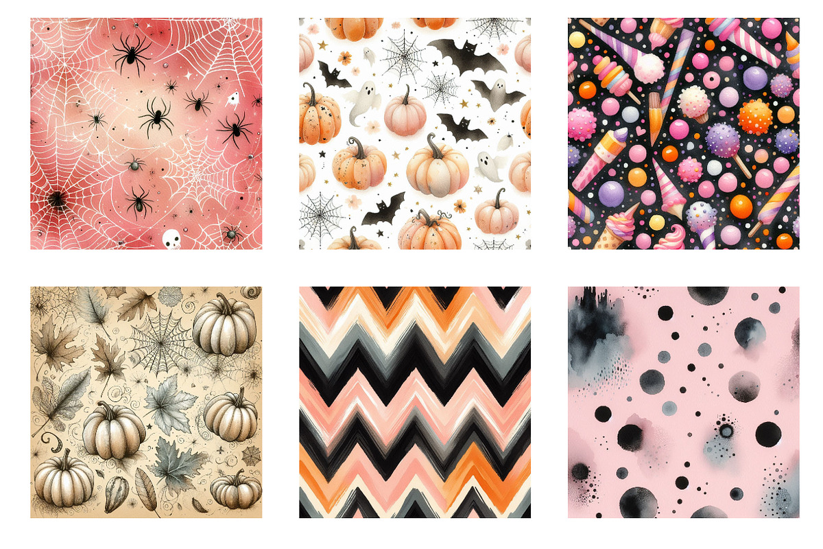 Cute Halloween Digital Papers,, a Pattern Graphic by CreationArt (Photo 3 of 7)