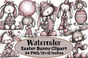 Easter Bunny Clipart, an Illustration by Design Market