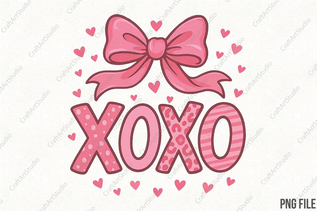 Xoxo Coquette Bow Valentine PNG, an Illustration by CraftArtStudio (Photo 1 of 3)