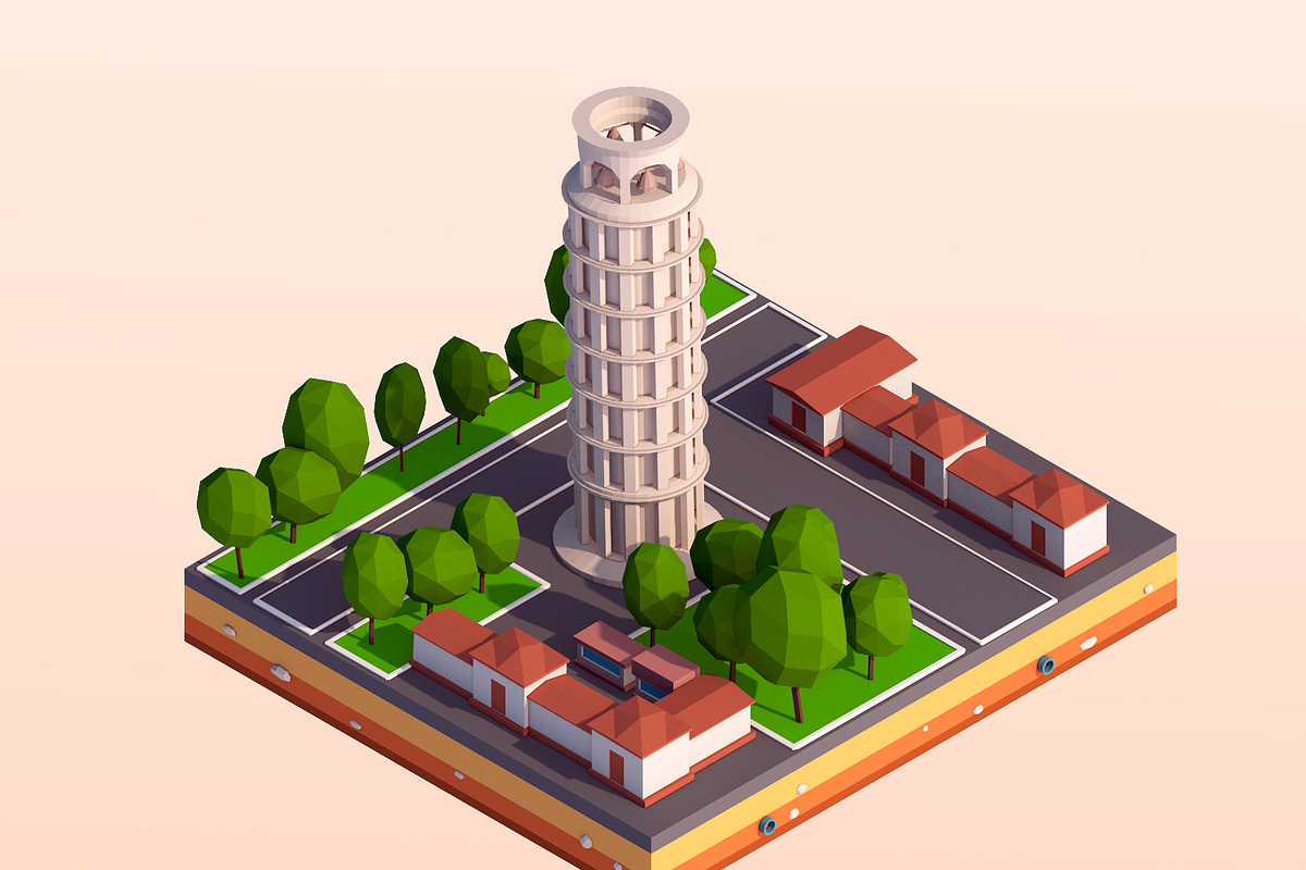 Polygonia Cartoon Low Poly Landmarks, a 3D by Anton Moek (Photo 5 of 7)
