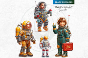 Retro Space Adventure PNG cliparts, a Decorative Illustration by ThatsDesignArt (Thumbnail 6 of 10)
