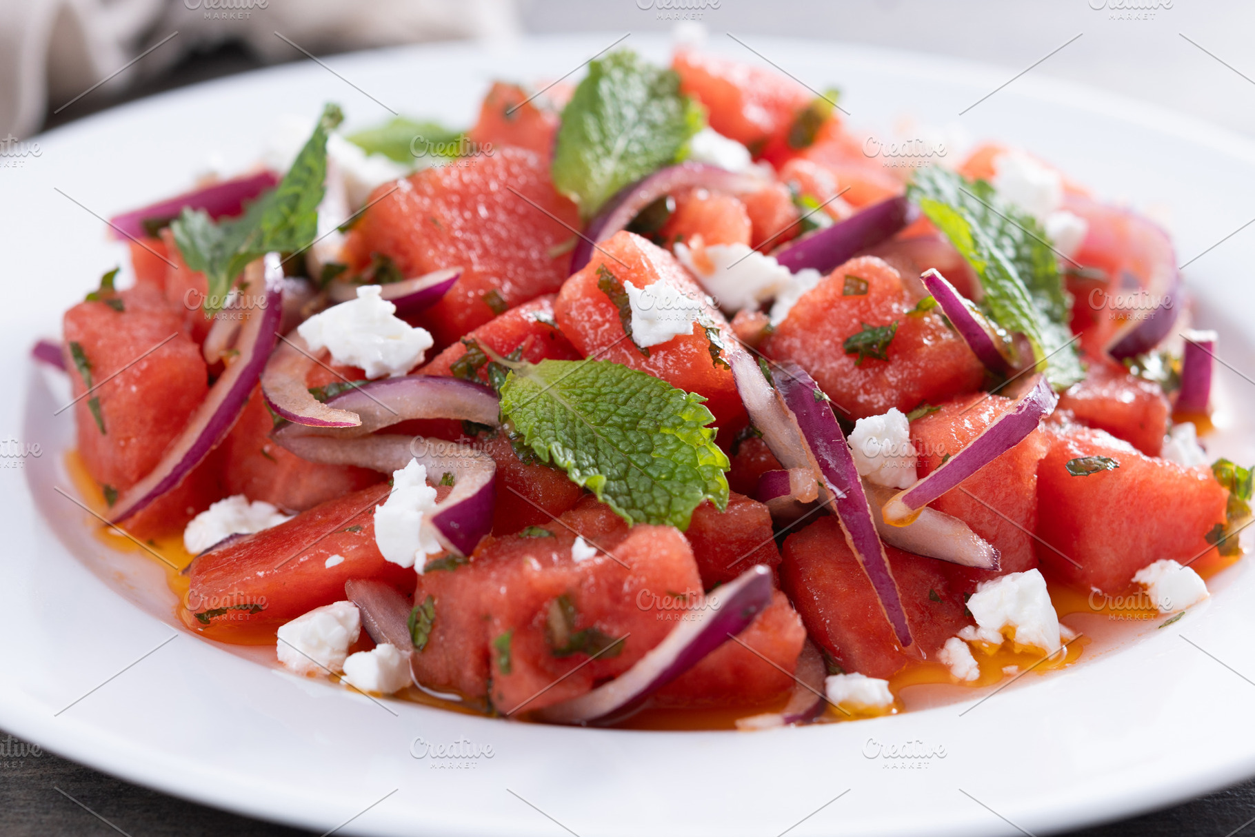 Fresh Watermelon Feta Salad with Mint and Red Onion, a Food & Drink Photo by etorres69
