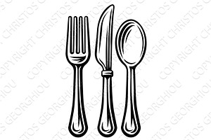 Fork Spoon Knife Cutlery Dinner, an Object Illustration by Christos Georghiou