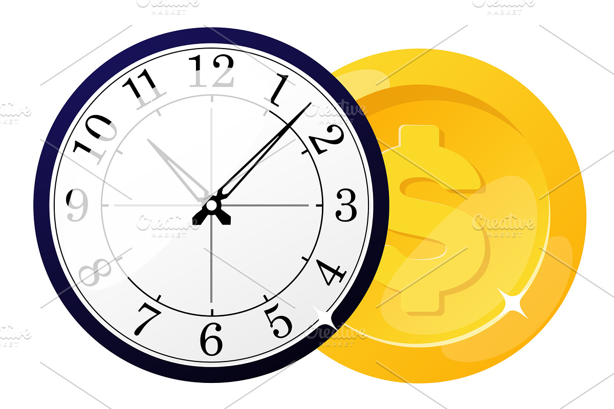 Watch and gold coin with dollar, a Finance Illustration by Vectorbuum