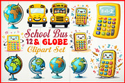 School Bus & Globe Clipart Set, an Object Graphic by Gfx_Store (Thumbnail 13 of 13)