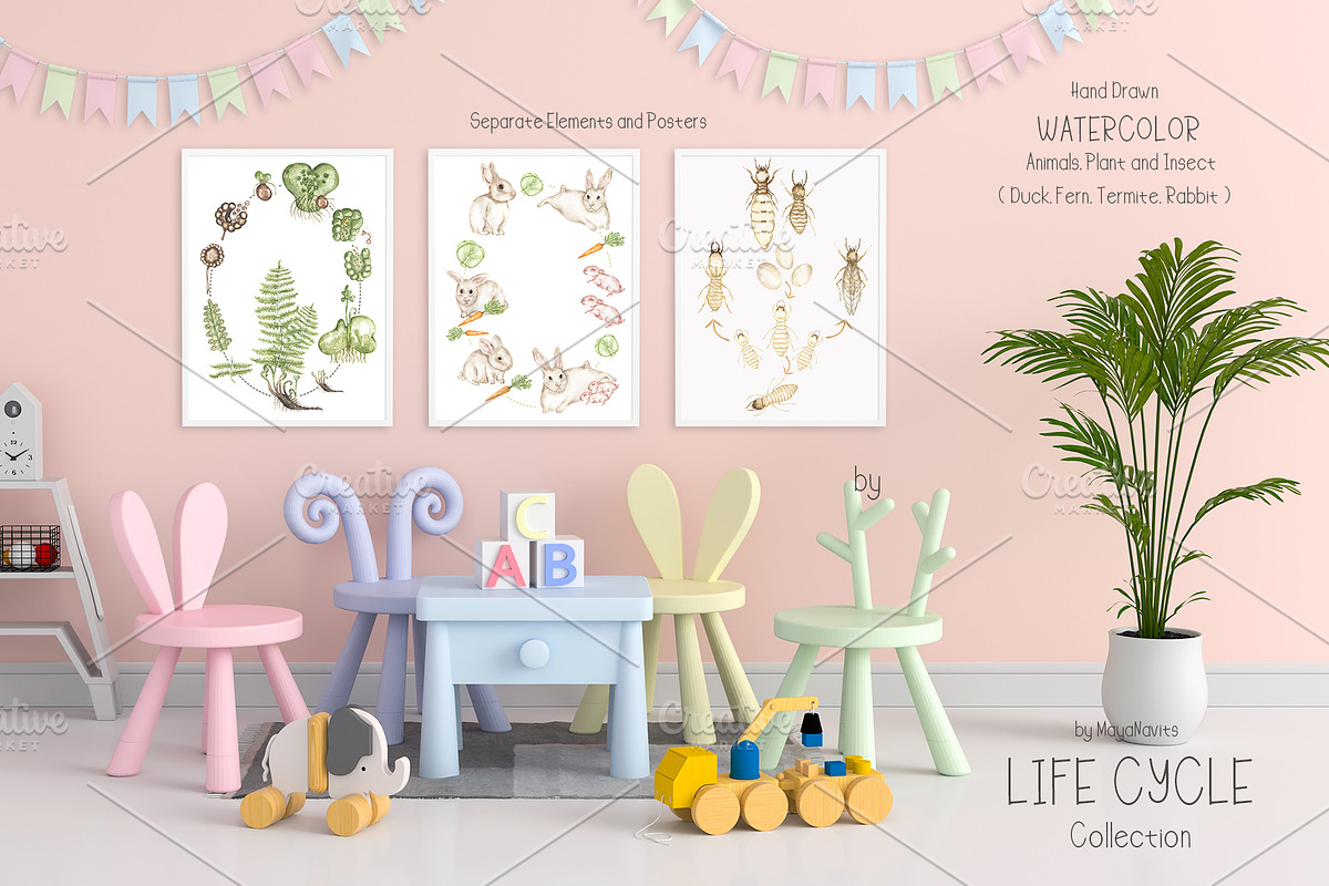Watercolor Life Cycle Collection, an Education Illustration by MayaNavits (Photo 2 of 15)