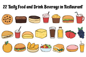 22 Tasty Food and Drink Beverage, a Food Illustration by jongcreative