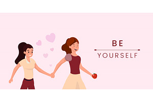 Lesbian Love Flat Vector Banner