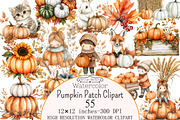 Watercolor Pumpkin Patch Clipart, a Seasonal Illustration by Design Market (Thumbnail 1 of 5)