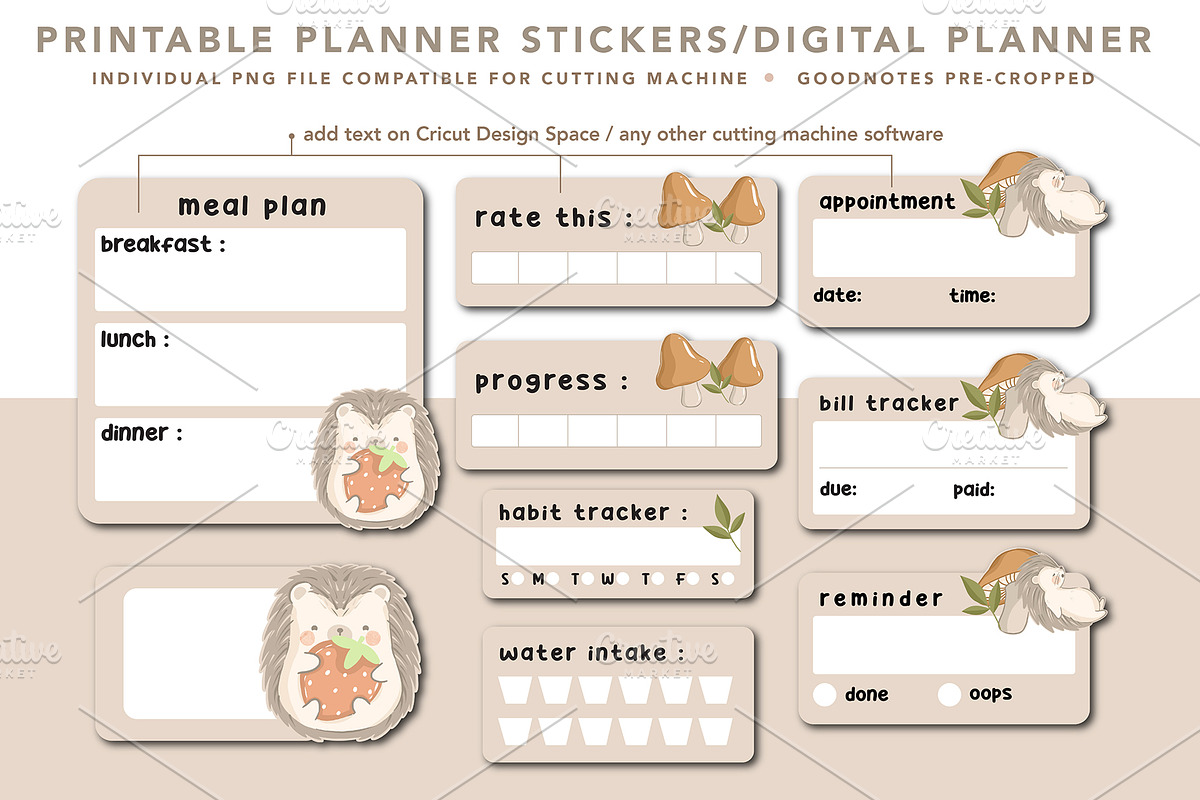 cute hedgehog digital sticker planne, a Design Template by hanacrochetdesign (Photo 6 of 7)