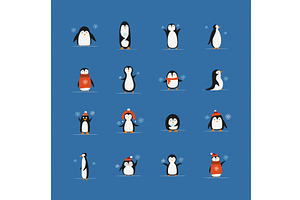 Funny Penguins. Icons collection, an Animal Illustration by Kudryashka