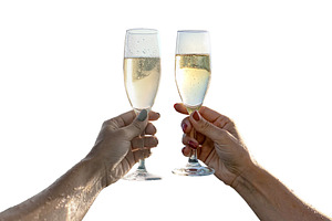 Isolated image of arms raising a champagne glass, a Food & Drink Photo by DanFLCreativo