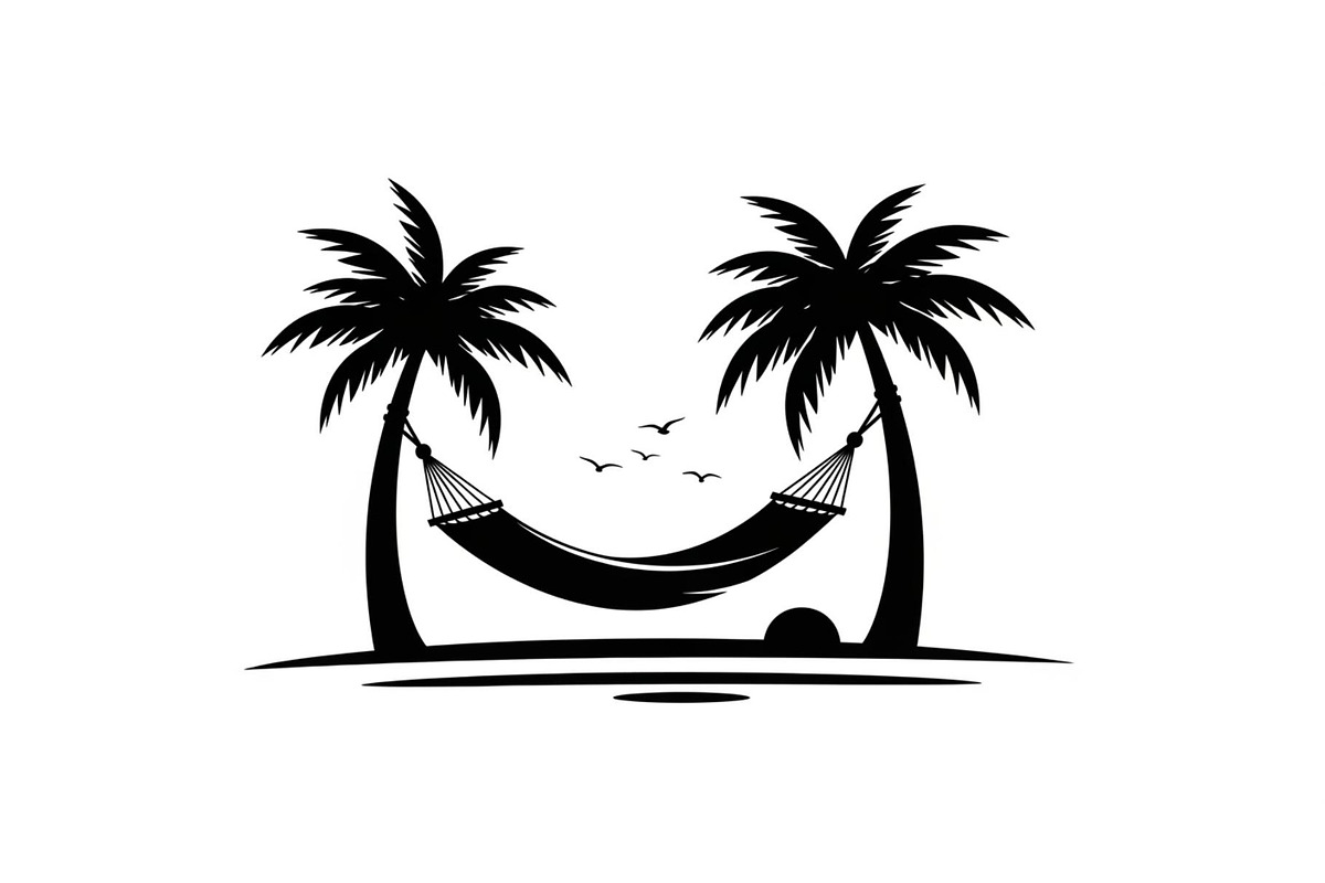 Palm Tree Hammock Silhouette Bundle, an Object Graphic by jahid234 (Photo 20 of 30)