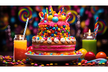 sweet multicolored cake food ai, a Background Photo by pikepicture