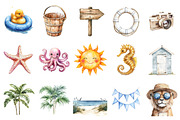Watercolor Vacation Vibe Clipart, an Illustration by Design Market (Thumbnail 3 of 5)