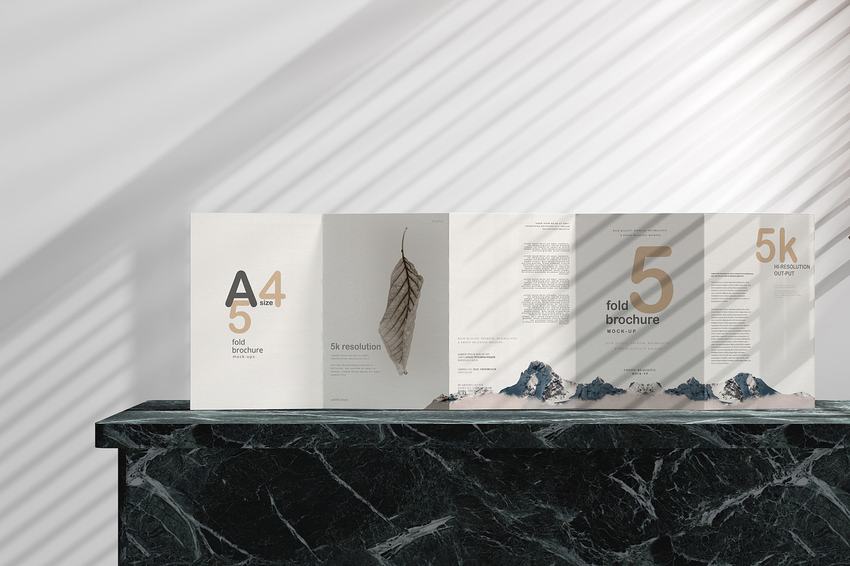 A4 Size Five Fold Brochure Mockup, a Print Template by pmvch (Photo 18 of 20)