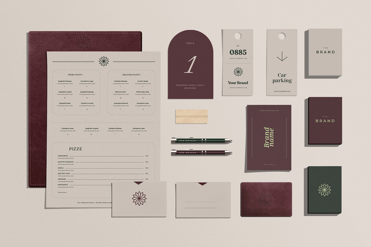Restaurant Branding Mockup Kit, a Books & Magazine Mockup by Catkie - Digital Art (Photo 6 of 8)