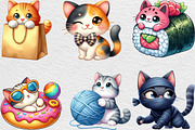 Cute Cat Clipart Bundle, an Illustration by Black Bird Studio (Thumbnail 5 of 6)
