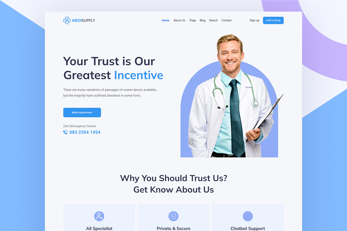 Medical Healthcare Website Header, a Landing Page Template by salahuddinuix (Photo 1 of 2)