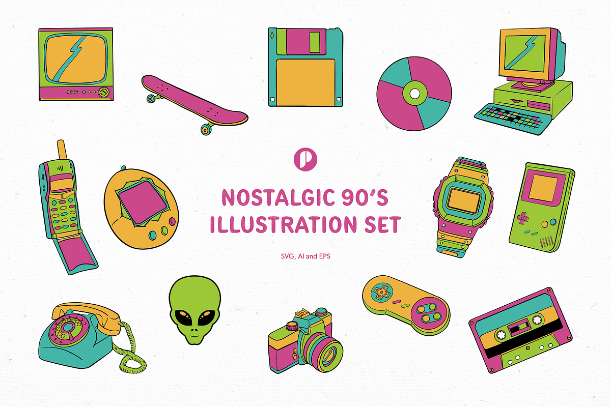 Greeny nostalgic 90's illustration, an Object Illustration by peterdraw (Photo 1 of 6)