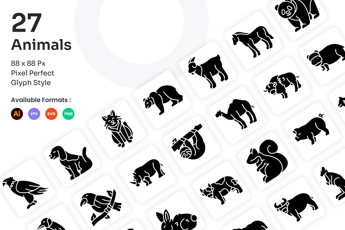 Animals Icons Set - Glyph, a Solid Icon by Kmg Design (Photo 1 of 2)