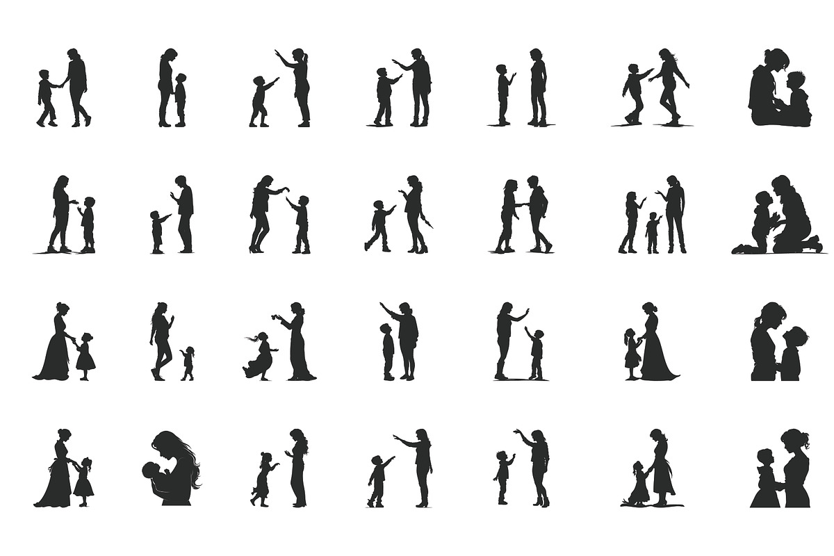 Mother and Child SVG Silhouette Set, a Person Illustration by Gfx Expert Team (Photo 3 of 3)