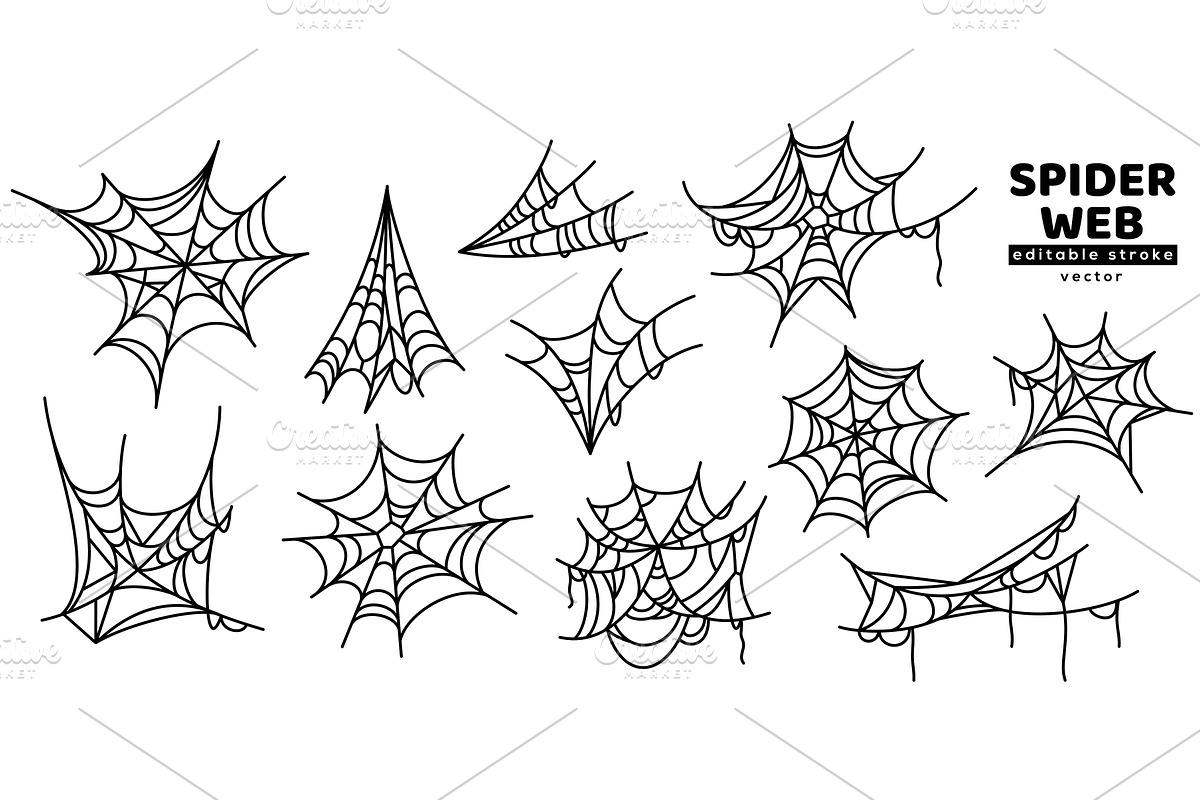 Spider web icon set editable, an Illustration by kotoffei