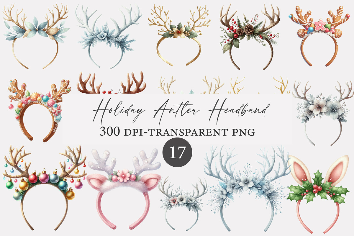 Holiday Antler Headband Clip Art, an Illustration by Designworld (Photo 1 of 4)