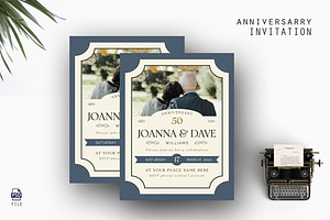 Dave Anniversary Invitation, an Invitation Template by AQR Studio