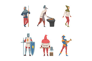 Medieval People Characters with, a Person Illustration by TopVectors