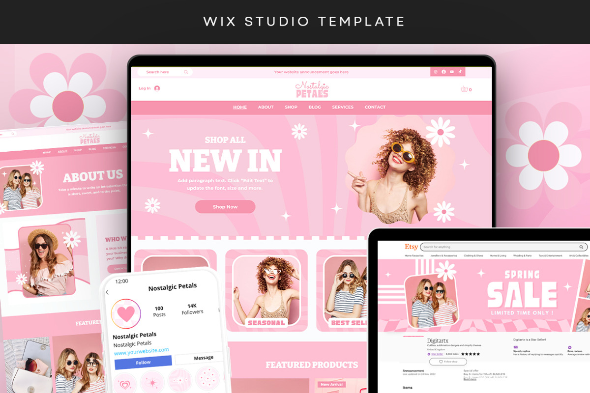 Retro Pink Wix Template, a Wix Template by Template Twist Shop (Photo 1 of 10)