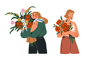 Happy women with flower bouquets set, a Person Illustration by Good Studio (Thumbnail 2 of 12)