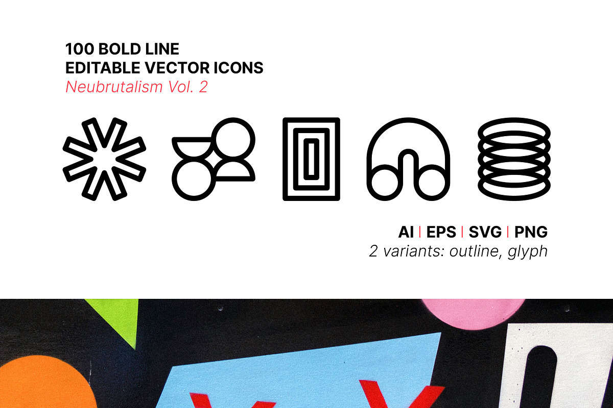100 Neubrutalism Icons Vol. 2, an Outline Icon by Side Project (Photo 1 of 10)