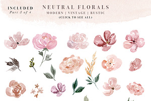 Neutral Watercolor Flower Graphics