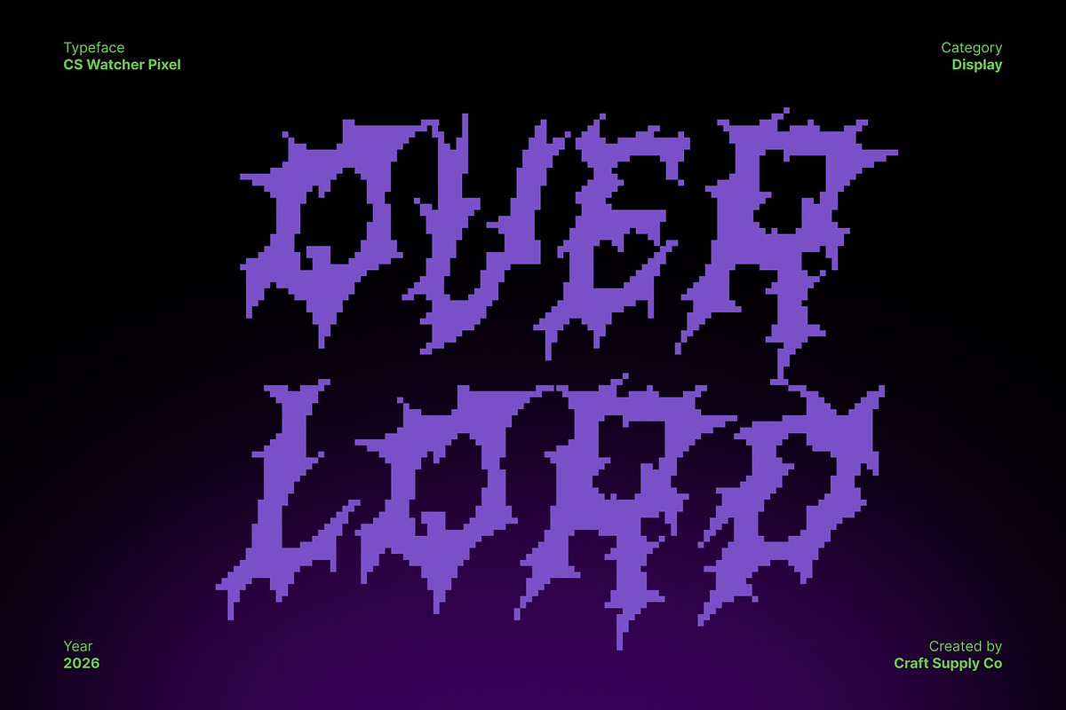 CS Watcher Pixel, a Blackletter Font by Craft Supply Co. (Photo 2 of 8)