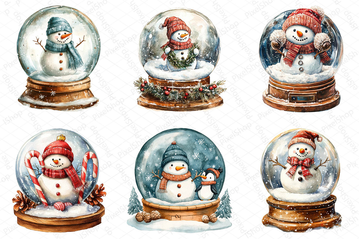 Christmas Snowman Globe Clipart, an Illustration by DreamPrint404 (Photo 2 of 6)