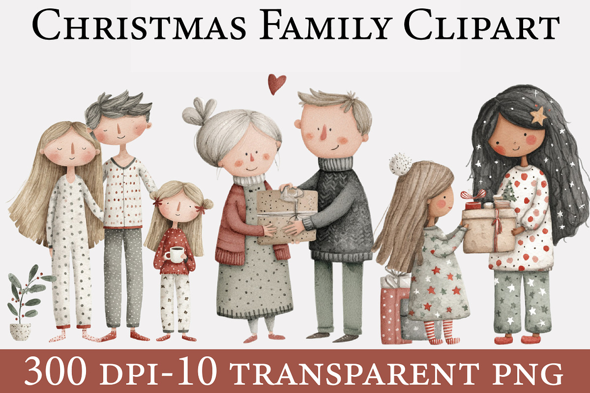 Christmas Family Clipart, an Illustration by Designworld (Photo 1 of 6)