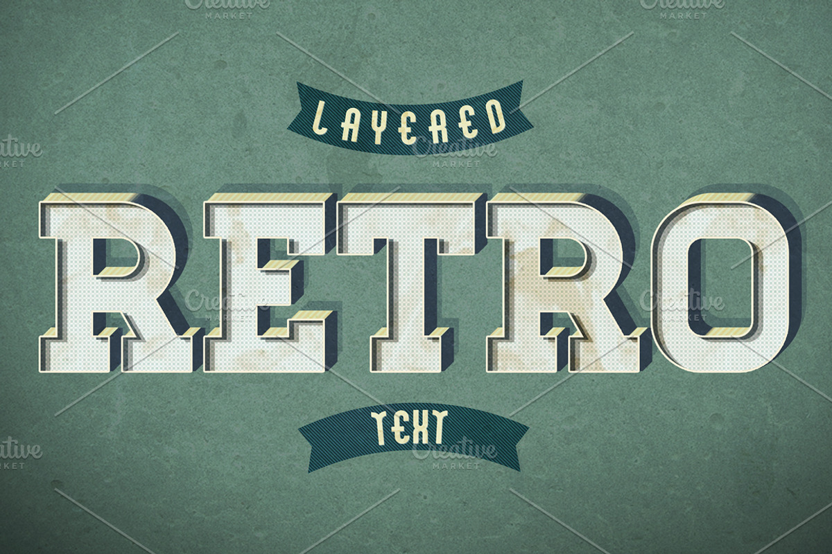 Retro Text Style V2, a Layer Style Add-On by mixmedia87 (Photo 1 of 5)