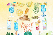 Watercolor Beach Bar Clipart, a Food Illustration by ArtCreationsDesign (Thumbnail 3 of 8)