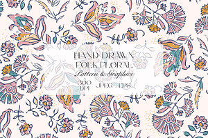 Hand Drawn Folk Floral Pattern, a Pattern Graphic by StudioGlouna