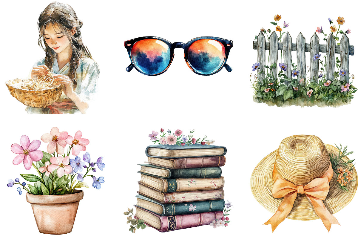 Watercolor Alpine Summer Clipart, an Illustration by Designking (Photo 5 of 5)