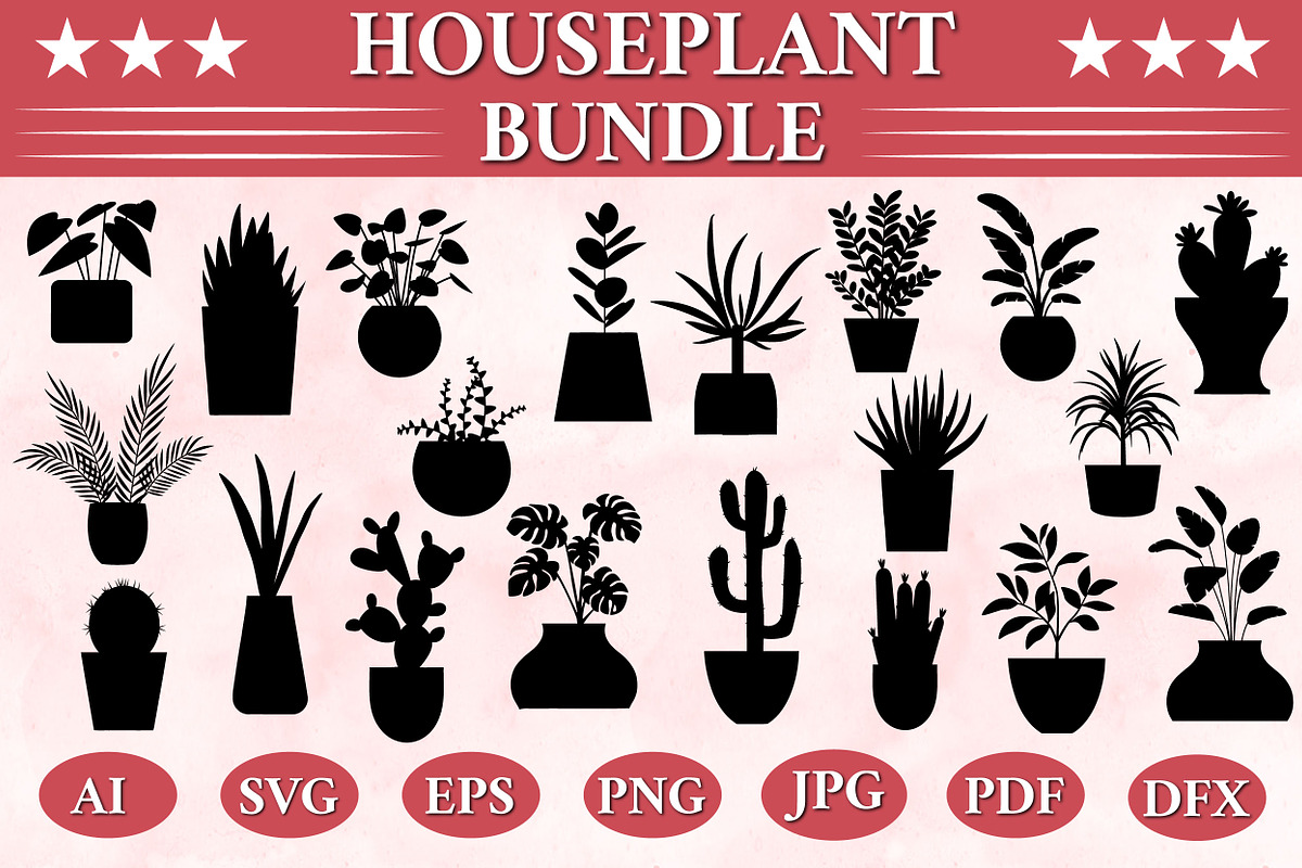 Houseplant Silhouettes Vector Bundle, an Object Illustration by Smix Ryo (Photo 1 of 3)