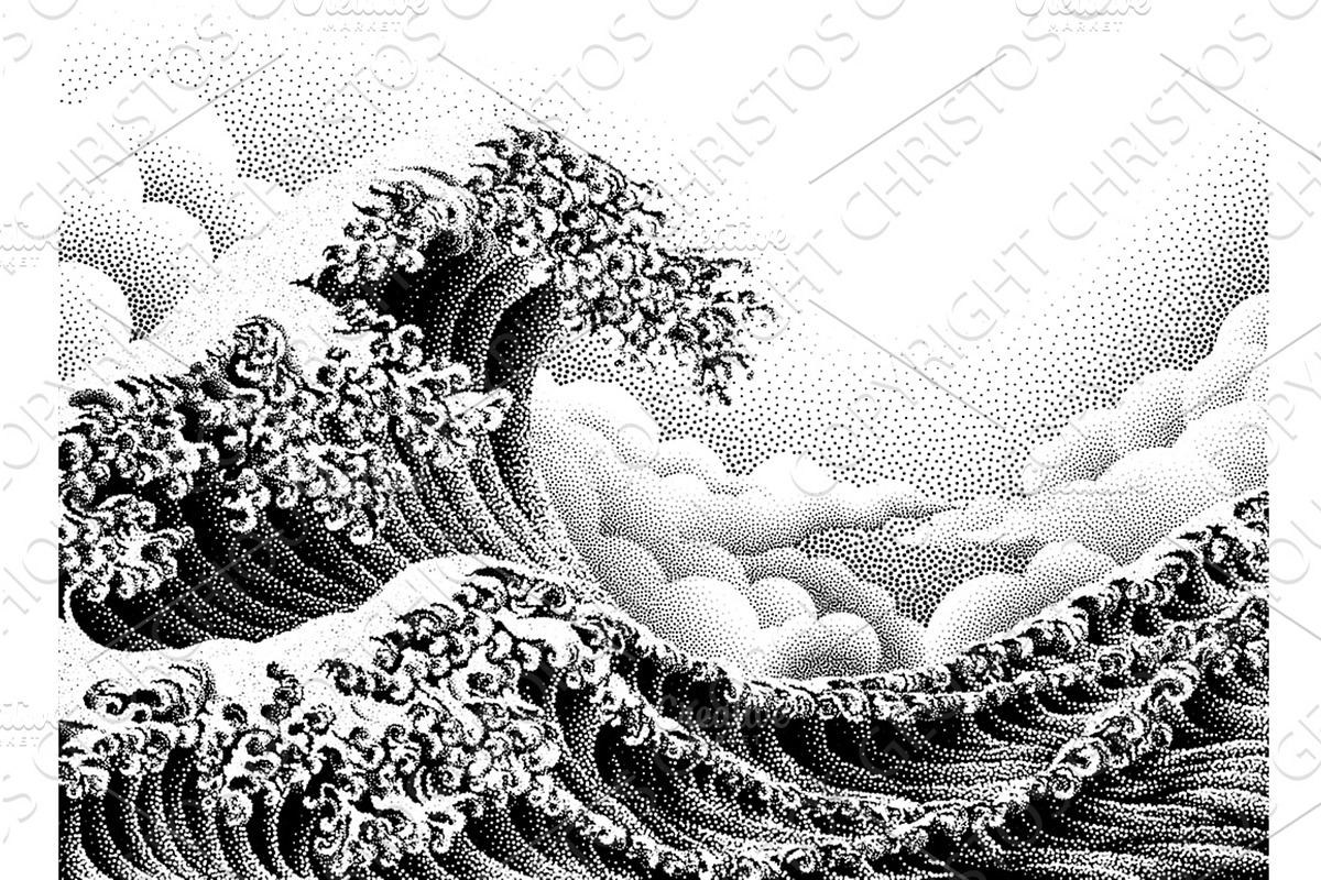 Great Wave Ocean Sea Japanese Design, a Background Graphic by Christos Georghiou