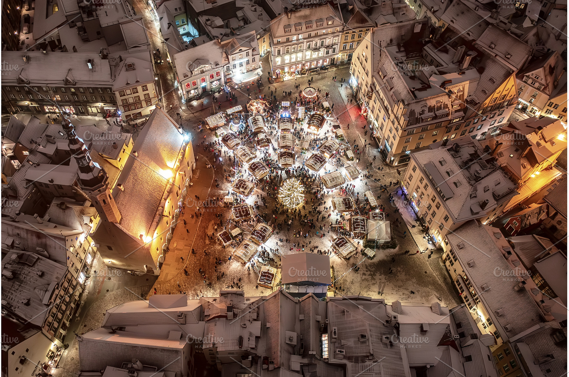 Aerial night View of Tallinn with, an Architecture Photo by Nature and travel