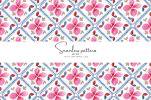 floral tile seamless pattern, a Pattern Graphic by Pink Studio Art