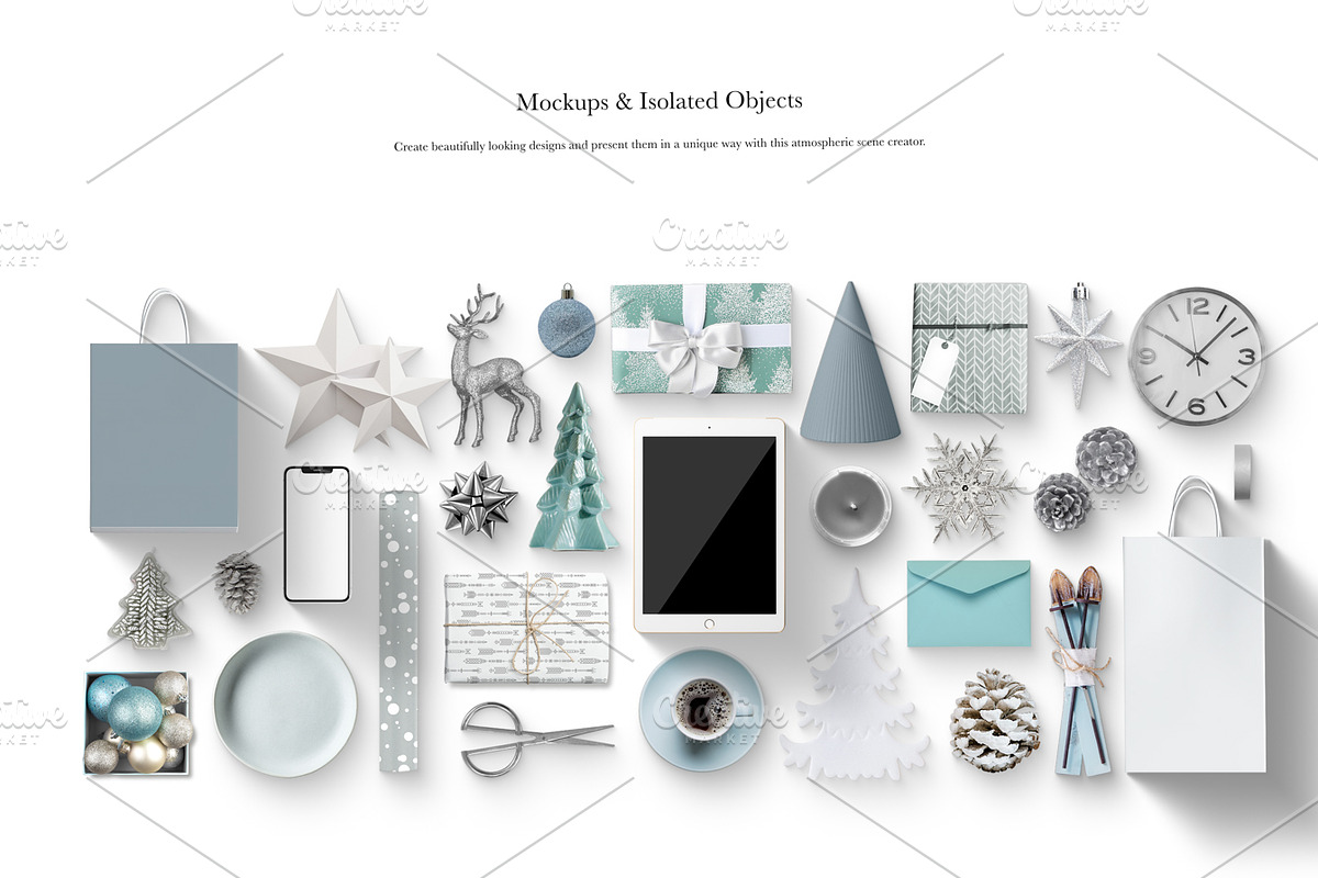 06_Blue and Silver Christmas Scene, a Books & Magazine Mockup by Kzara Visual Concepts (Photo 6 of 7)