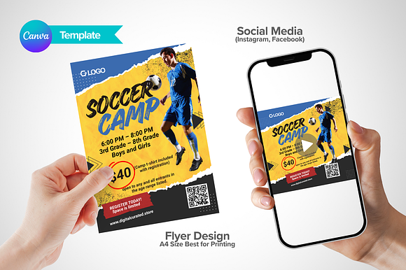 Canva Soccer Camp Flyer Template preview 6