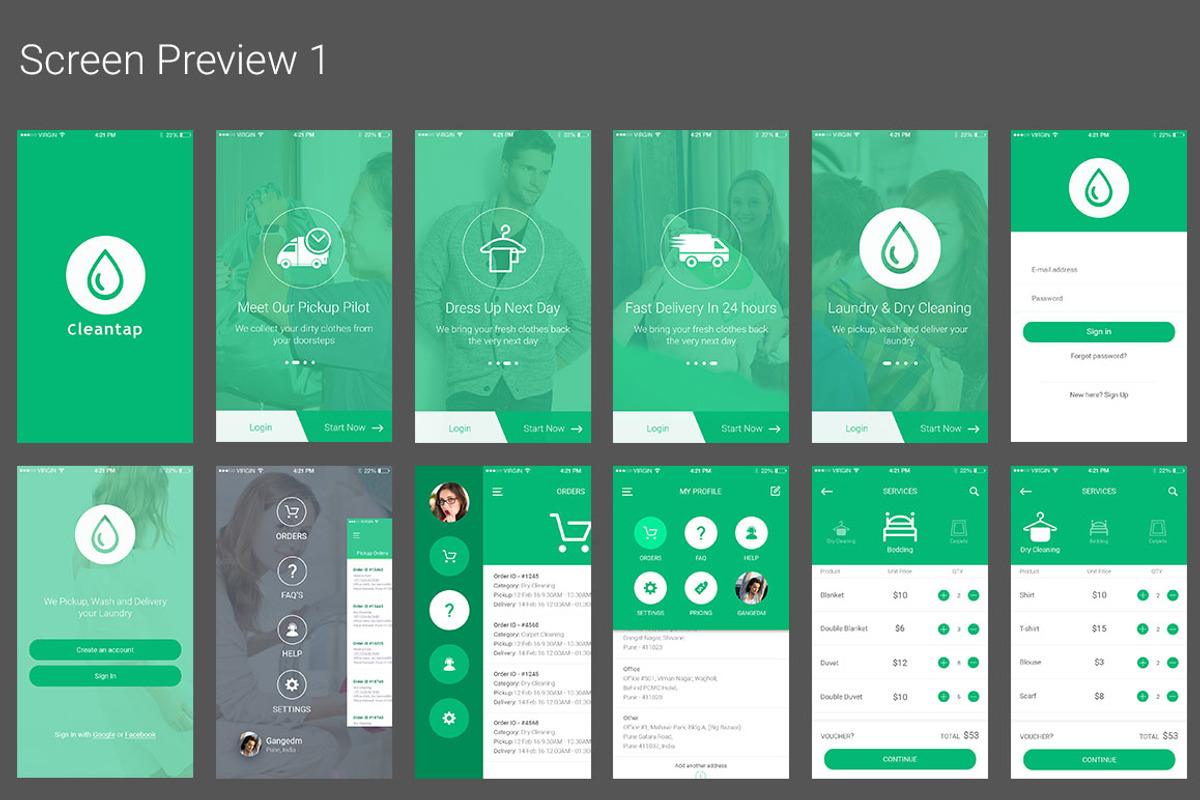 Simplify Laundry App UI Kit, an UI Kit Template by Themeclues (Photo 2 of 6)