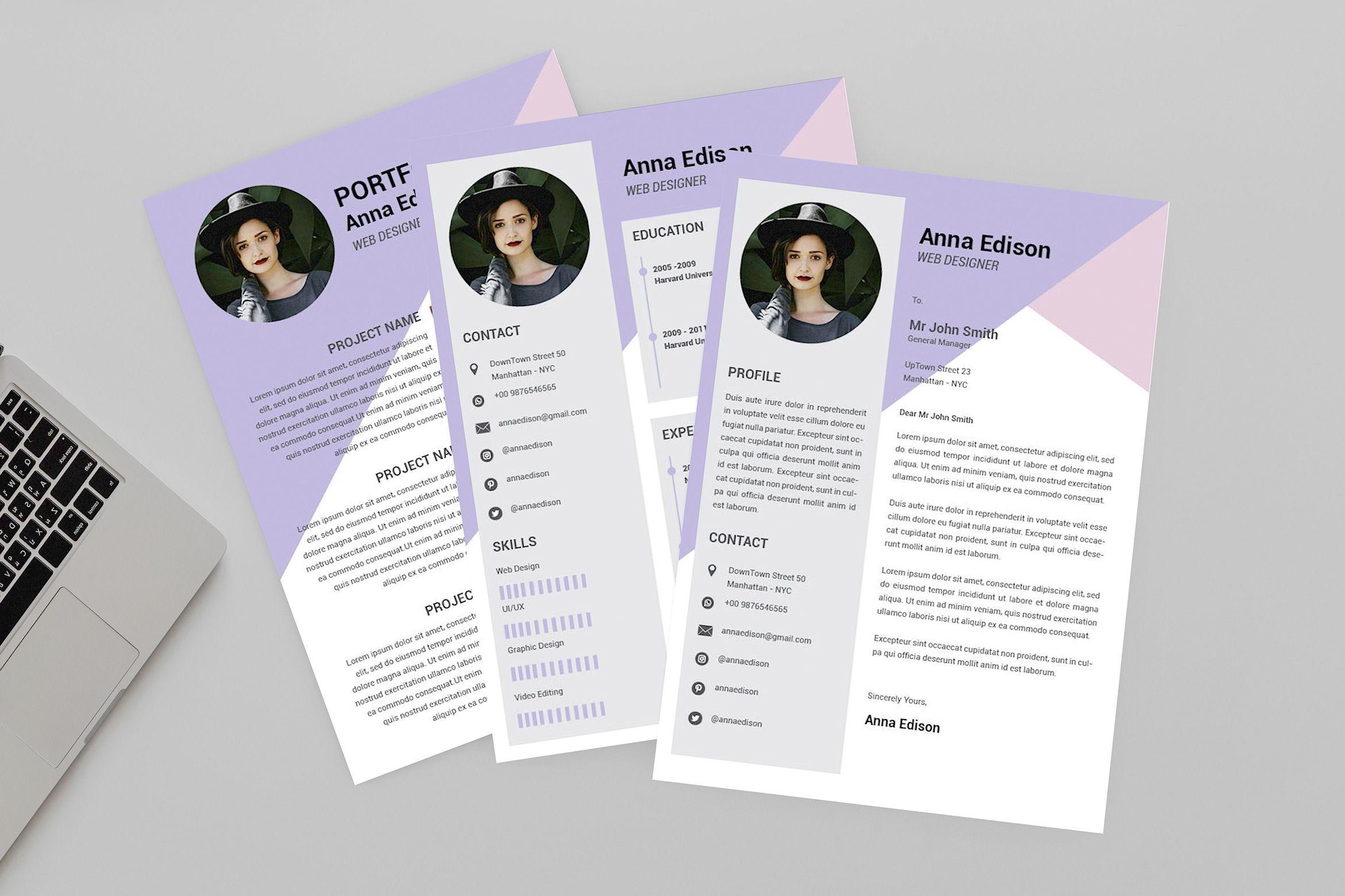 CV Purple Resume Designer, a Resume Template by AQR Studio