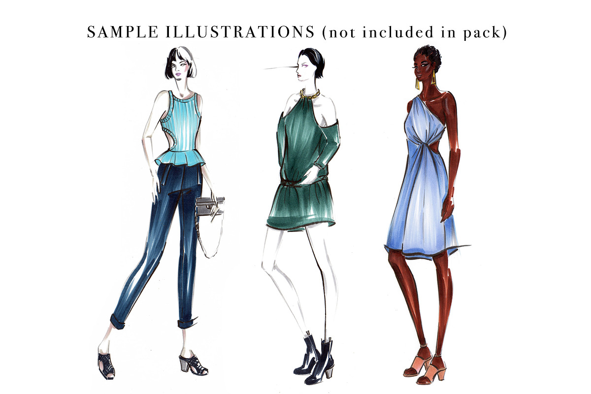Side/3-Quarter/Back Croquis Pack, an Illustration by Art by Lin (Photo 4 of 4)